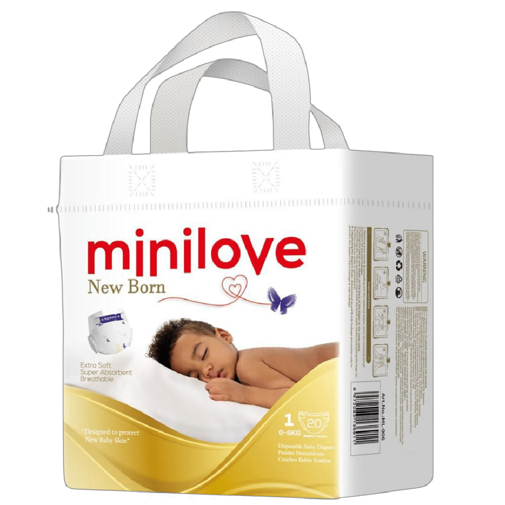 Minilove Newborn Baby Diapers Size 1 x 60 Pcs. 1×3 packs per ctn