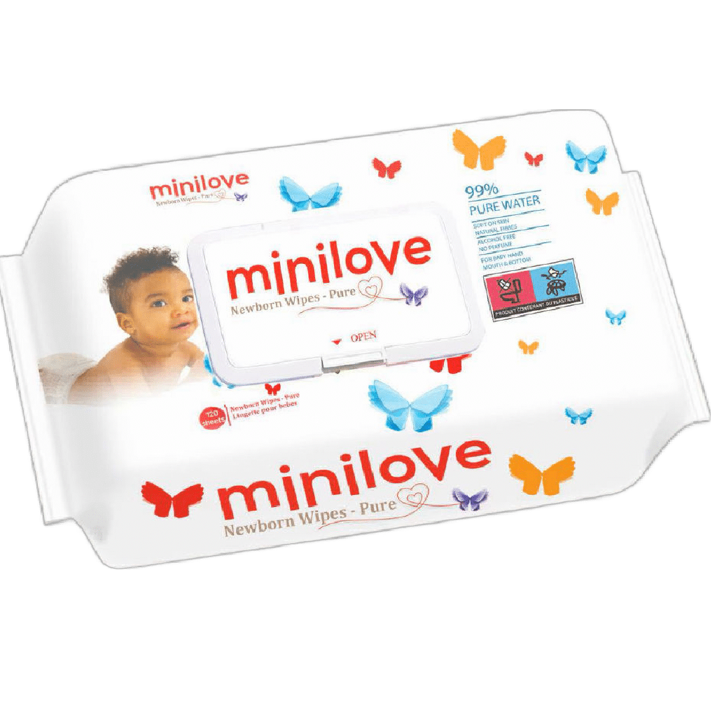 Minilove Pure Baby Wipes NO PERFUME 120 sheets 1×12 pcs